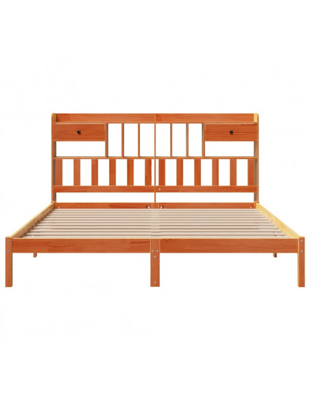 Letto Libreria senza Materasso Marrone Cera 180x200 cm in Pino