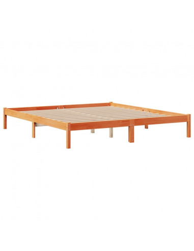 Letto Libreria senza Materasso Marrone Cera 180x200 cm in Pino