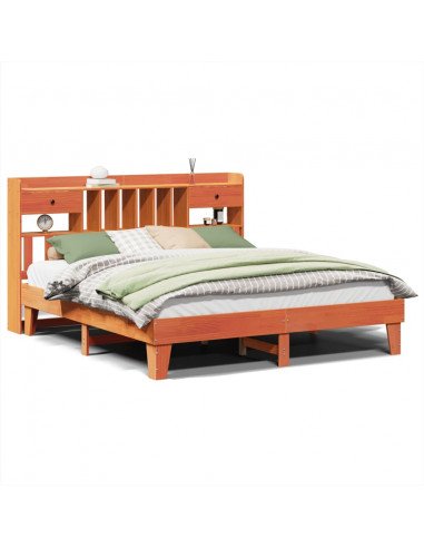 Letto senza Materasso Marrone Cera 200x200 cm in Legno di Pino