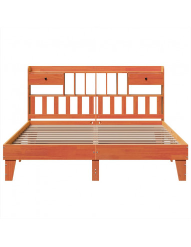 Letto senza Materasso Marrone Cera 200x200 cm in Legno di Pino