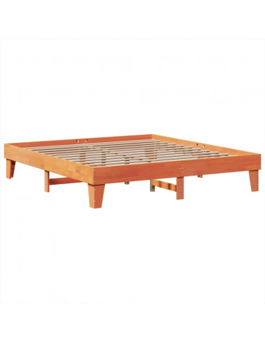 Letto senza Materasso Marrone Cera 200x200 cm in Legno di Pino