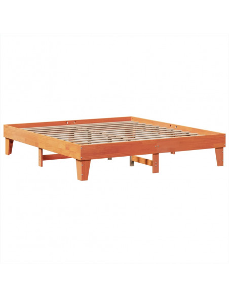 Letto senza Materasso Marrone Cera 200x200 cm in Legno di Pino
