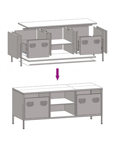Mobile TV Antracite 101,5x39x43,5 cm Acciaio Laminato a Freddo