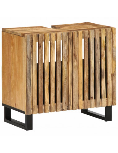 Set Mobili da Bagno 3 pz in Legno Massello di Mango Grezzo
