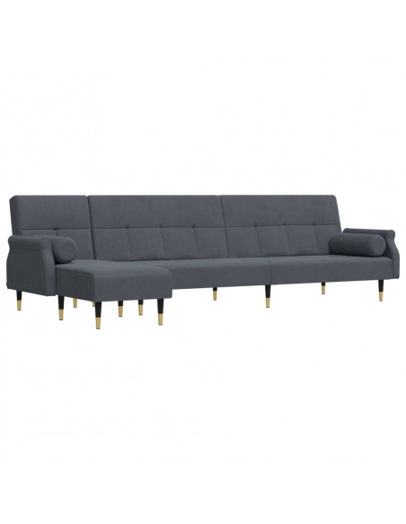 Divano Letto a L Grigio Scuro 271x140x70 cm in Velluto