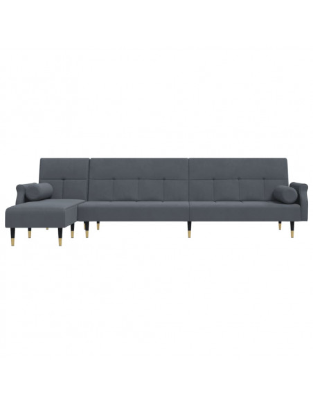 Divano Letto a L Grigio Scuro 271x140x70 cm in Velluto