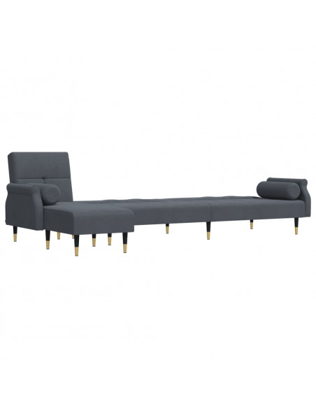 Divano Letto a L Grigio Scuro 271x140x70 cm in Velluto