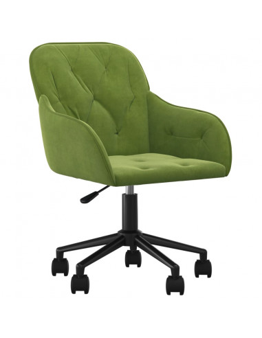 Sedia da Ufficio Girevole Verde Chiaro in Velluto