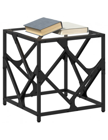 Tavolini con Piano in Vetro Trasparente 2 pz 40x40x41cm Acciaio