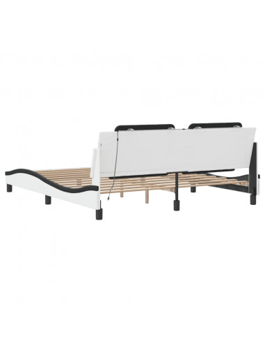 Giroletto con Luce LED Bianco e Nero 180x200 cm in Similpelle