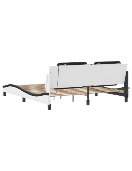 Giroletto con Luce LED Bianco e Nero 180x200 cm in Similpelle