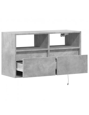 Mobile TV a Parete con Luci LED Grigio Cemento 80x31x45 cm