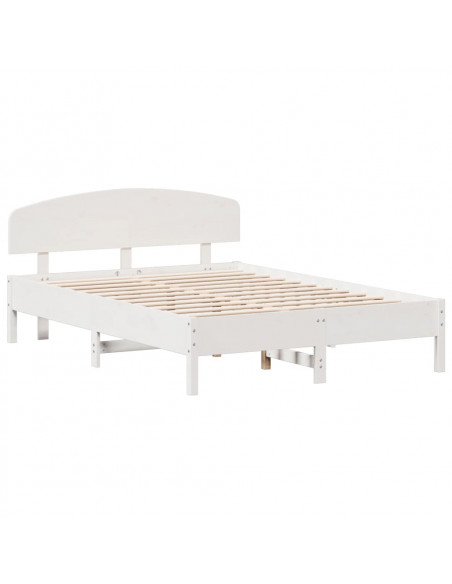 Giroletto con Testiera Bianco 160x200 cm Legno Massello di Pino