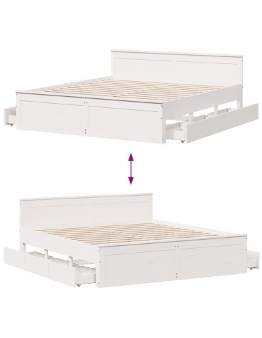 Giroletto senza Materasso con Testiera Bianco 200x200 cm Pino