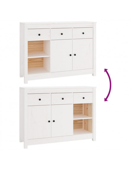 Credenza Bianca 100x35x74 cm in Legno Massello di Pino