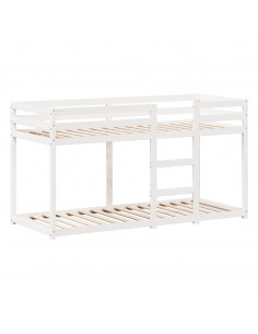 Letto a Castello con Tetto Bianco 80x200 cm Legno Massello Pino 2