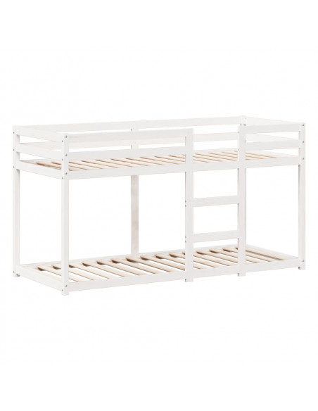 Letto a Castello con Tetto Bianco 80x200 cm Legno Massello Pino