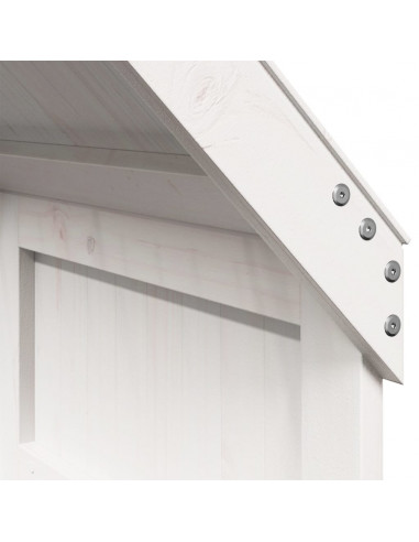 Letto a Castello con Tetto Bianco 80x200 cm Legno Massello Pino