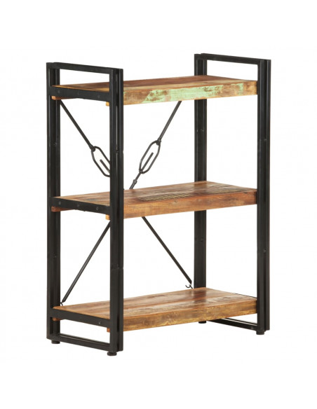 Libreria a 3 Ripiani 60x30x80 cm in Massello di Recupero
