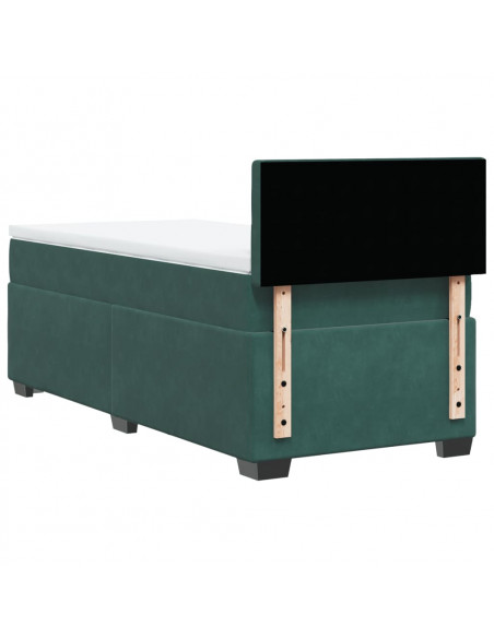 Giroletto a Molle con Materasso Verde Scuro 90x190 cm Velluto