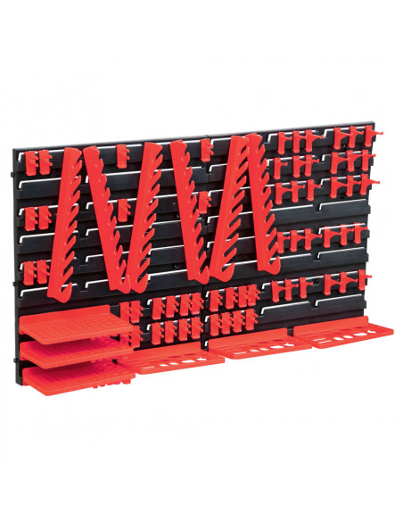 Kit Contenitori 71 pz con Pannelli a Parete Rosso e Nero