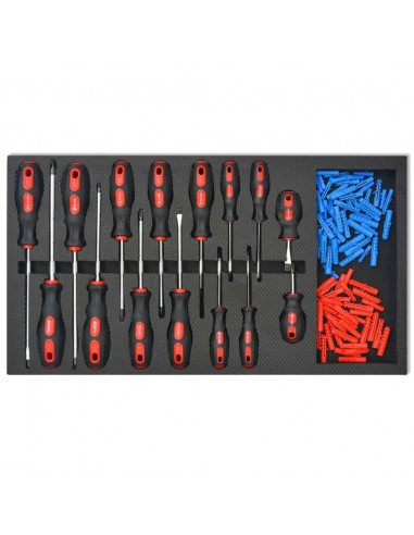 Carrello Portautensili Officina con 1125 Utensili Acciaio Rosso