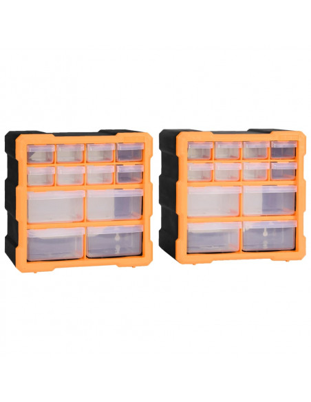 Mobili Contenitori con 12 Cassetti 2 pz 26,5x16x26 cm