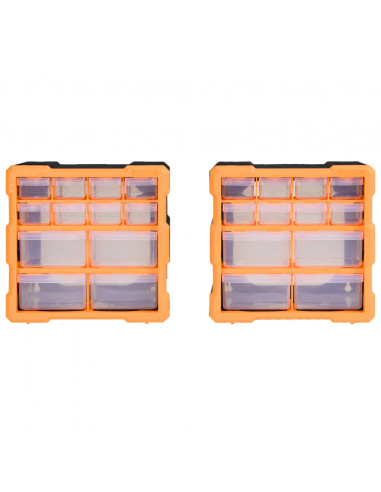 Mobili Contenitori con 12 Cassetti 2 pz 26,5x16x26 cm