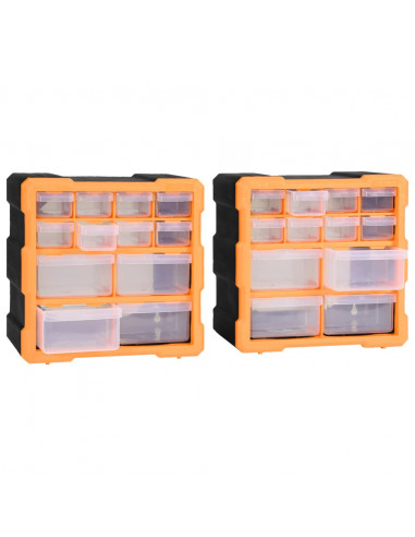 Mobili Contenitori con 12 Cassetti 2 pz 26,5x16x26 cm