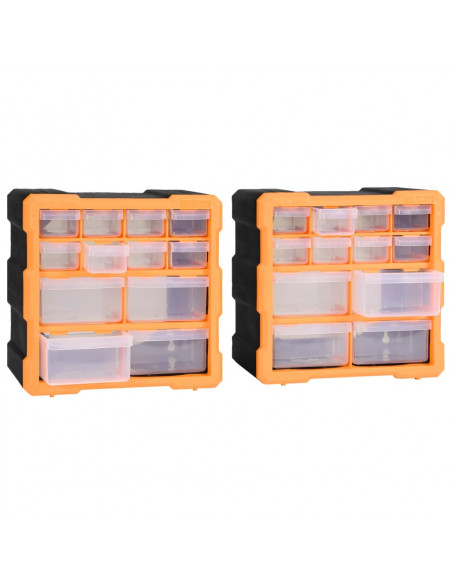 Mobili Contenitori con 12 Cassetti 2 pz 26,5x16x26 cm