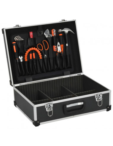 Valigetta per Attrezzi 46x33x16 cm Nera in Alluminio