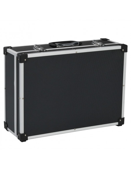 Valigetta per Attrezzi 46x33x16 cm Nera in Alluminio