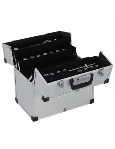 Valigetta per Attrezzi 38x22,5x34 cm Argento in Alluminio