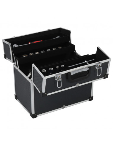 Valigetta per Attrezzi 38x22,5x34 cm Nera in Alluminio