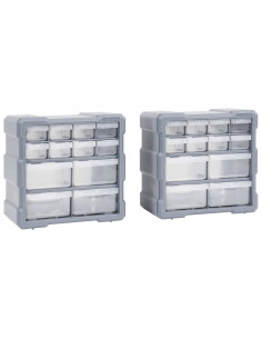 Mobili Contenitori con 12 Cassetti 2 pz 26,5x16x26 cm 2