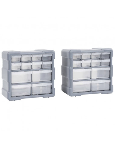 Mobili Contenitori con 12 Cassetti 2 pz 26,5x16x26 cm