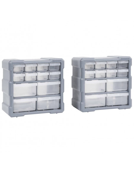 Mobili Contenitori con 12 Cassetti 2 pz 26,5x16x26 cm