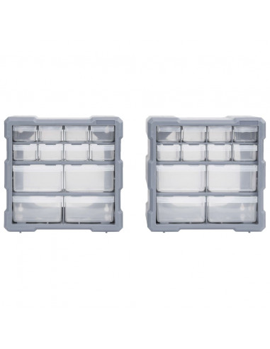 Mobili Contenitori con 12 Cassetti 2 pz 26,5x16x26 cm