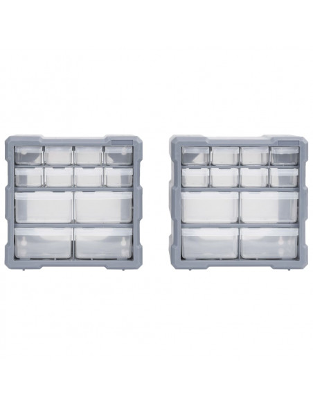 Mobili Contenitori con 12 Cassetti 2 pz 26,5x16x26 cm
