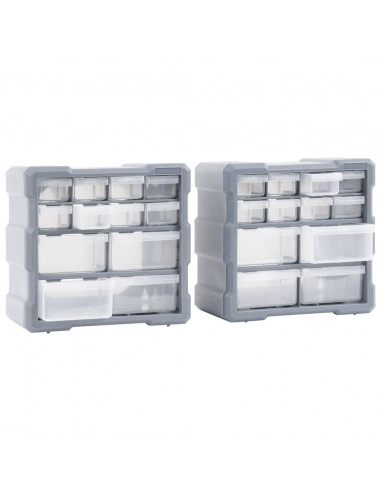 Mobili Contenitori con 12 Cassetti 2 pz 26,5x16x26 cm
