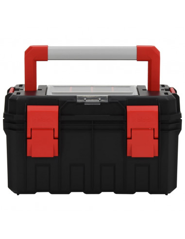 Cassetta degli Attrezzi Nera e Rossa 45x28x26,5 cm
