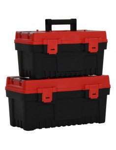 Set Cassette degli Attrezzi 2 pz Nero e Rosso in Polipropilene