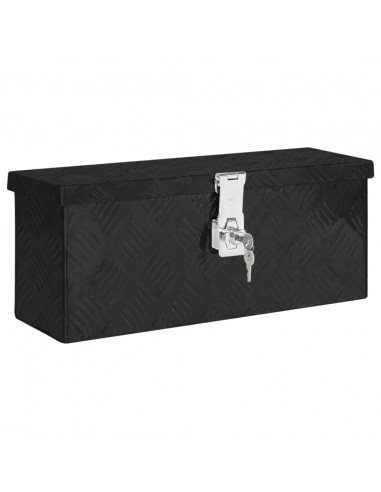 Contenitore Portaoggetti Nero 50x15x20,5 cm in Alluminio