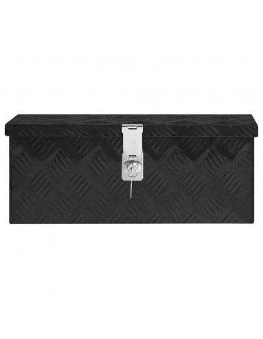 Contenitore Portaoggetti Nero 50x15x20,5 cm in Alluminio