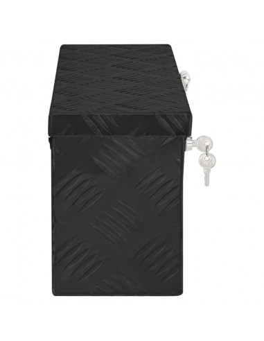 Contenitore Portaoggetti Nero 50x15x20,5 cm in Alluminio