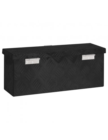 Contenitore Portaoggetti Nero 50x15x20,5 cm in Alluminio