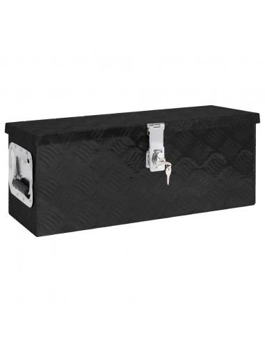 Contenitore Portaoggetti Nero 60x23,5x23 cm in Alluminio