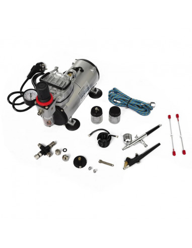 Set Compressore Aerografo con 2 Pistole
