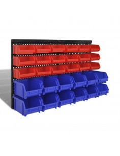 Contenitore Plastica per Garage da Parete Set 30 pz Blu e Rosso 2