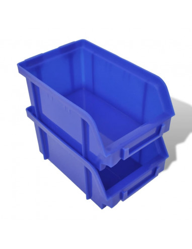 Contenitore Plastica per Garage da Parete Set 30 pz Blu e Rosso